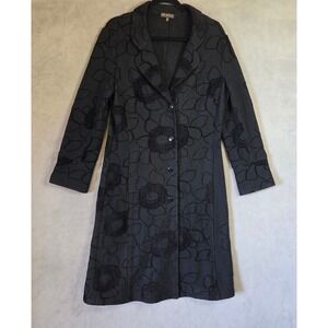 Picadilly Fashions Wool Blend Embroidered Coat Women's Small Floral Longline
